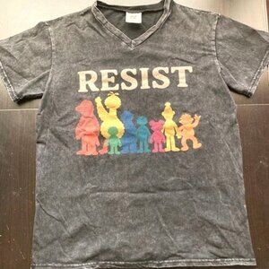 SOLD -NEW - Resist T-Shirt Save PBS / Sesame Street Silouettes -  Wm  Sz M, Grey